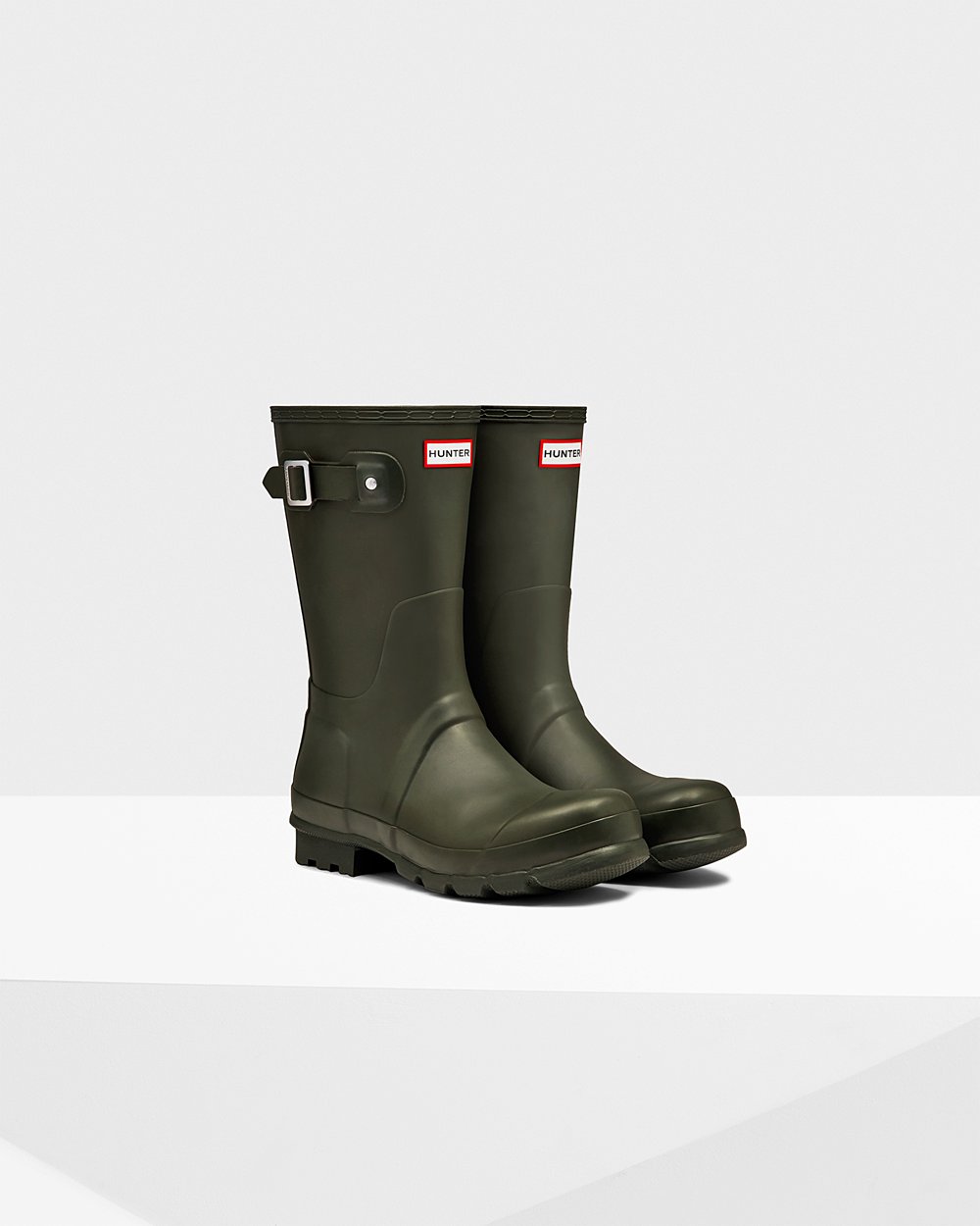 Men Hunter Original | Short Rain Boots Dark Olive | NZ-17683-CYHP